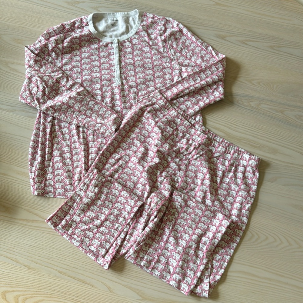 Roller Rabbit Pink and White Pajama Set